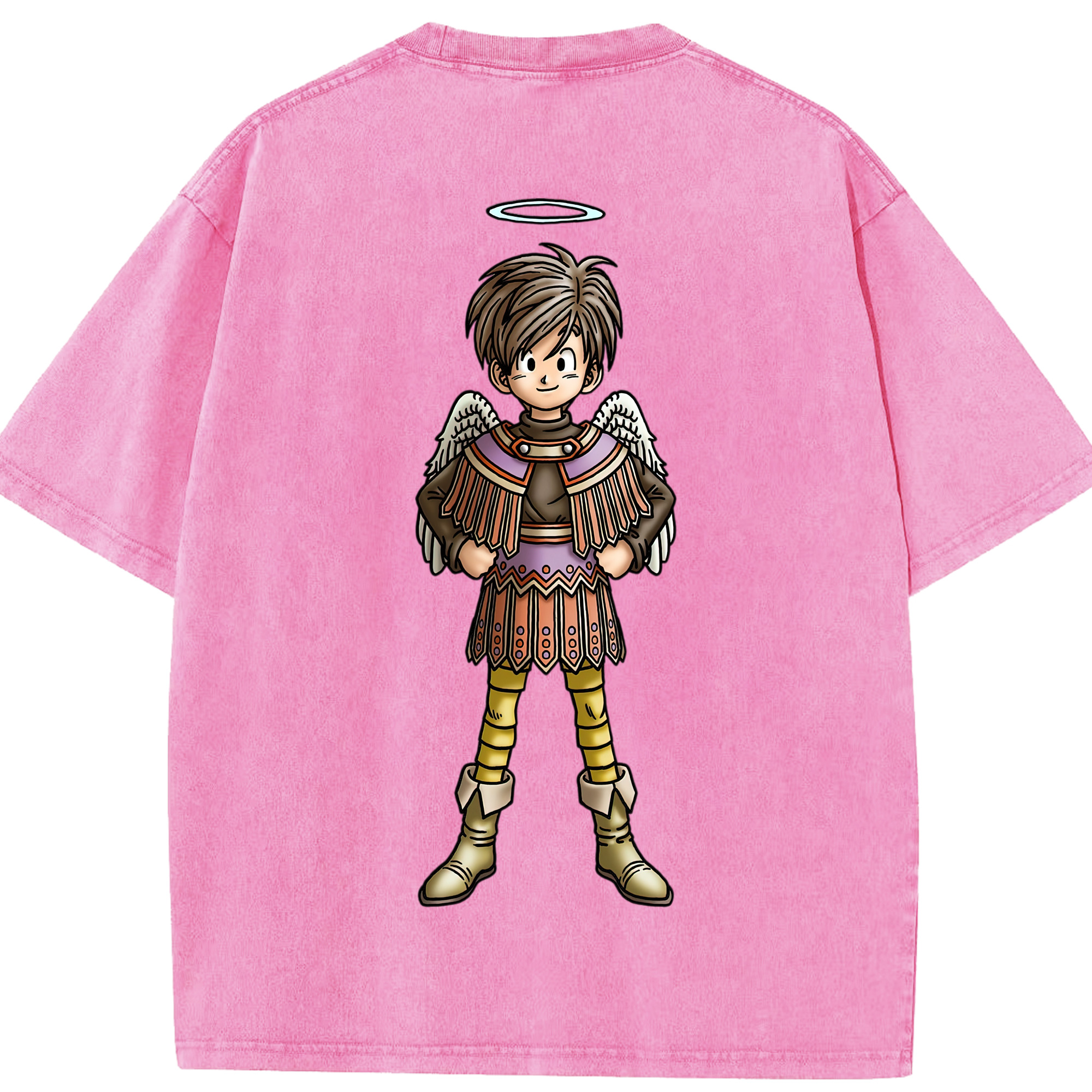 （画像用） ドラゴンクエスト Doragon Kuesuto Dragon Quest 綿100% ヴィンテージ風 半袖Tシャツ（背面プリント）